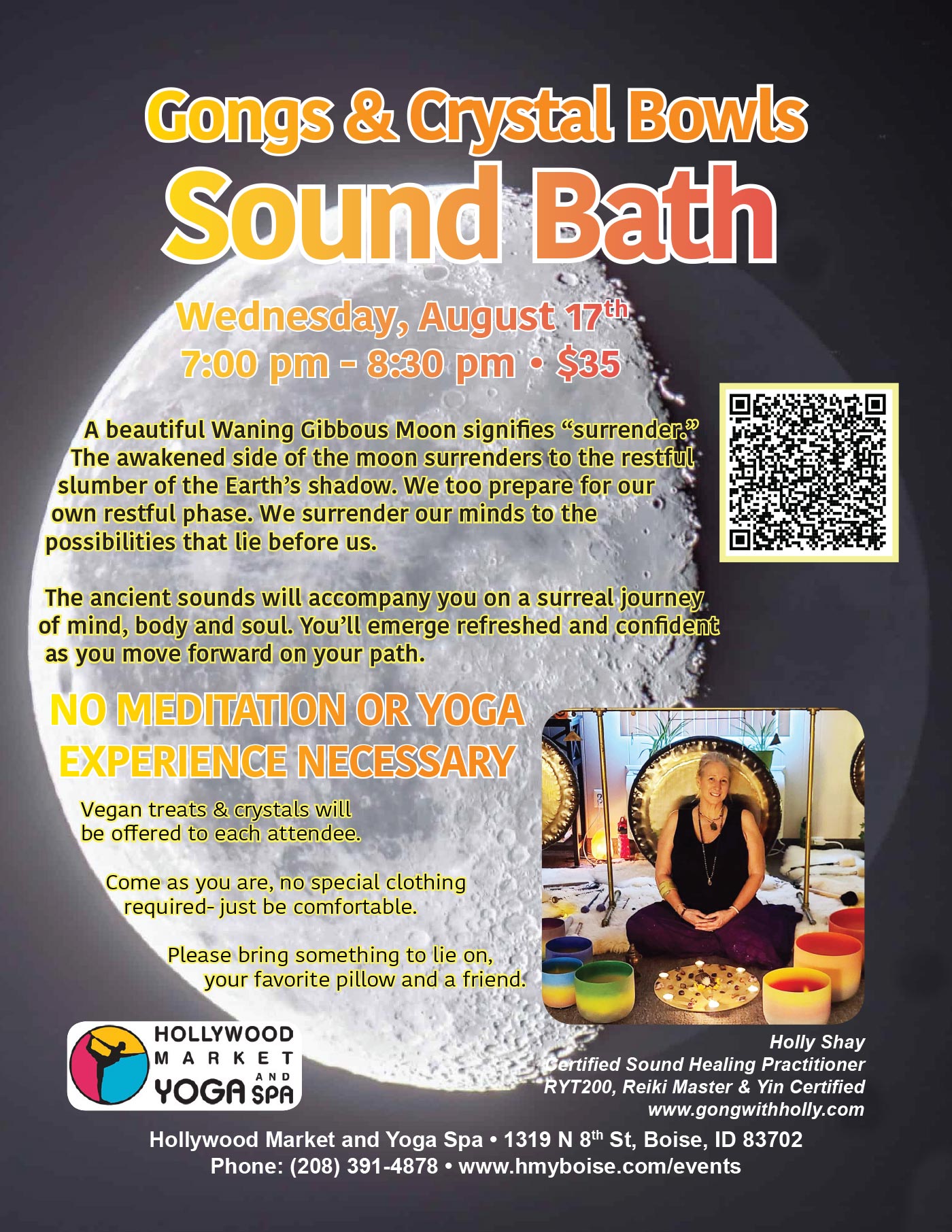 Gongs & Crystal Bowls Sound Bath, Hollywood Market and Yoga Spa, Boise, Idaho