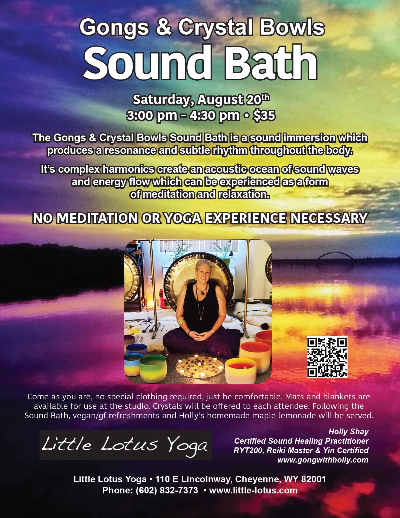 Gongs & Crystal Bowls Sound Bath Little Lotus Yoga Cheyenne Wyoming
