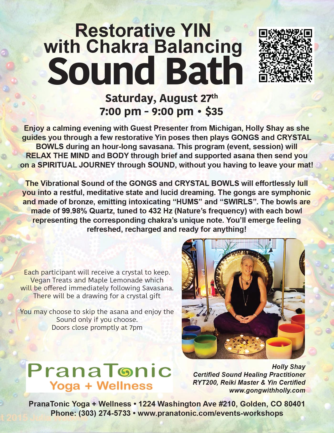Restorative YIN  with Chakra Balancing Sound Bath PranaTonic Yoga Golden CO